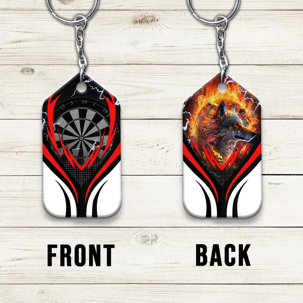 Flame Bullseye Dartboard Wolf And Darts Keychain For Dart Team Player ORN0242