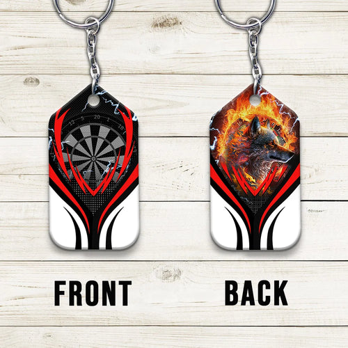 Flame Bullseye Dartboard Wolf And Darts Keychain For Dart Team Player ORN0242