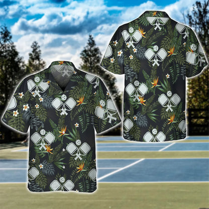 Pickleball and Tropical Flowers Pattern 3D Shirt - QB95 PKL0139