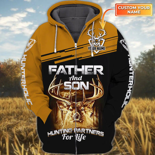 Father And Son Hunting Partners For Life - Personalized Name 3D Zipper Hoodie ORN0224