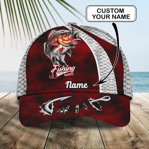 Bass Fishing 02- Personalize Name Cap FISH0040