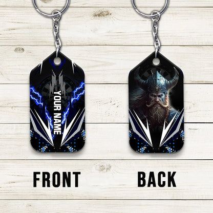 Bullseye Dartboard Thunder Personalized Name 3D Viking And Darts Keychain For Dart Team Player ORN0158