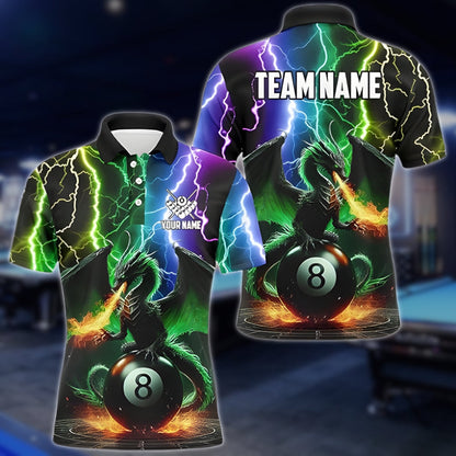 Custom Dragon Thunder 8 Ball Billiard Polo Shirt Mens, Custom Dragon Billiard Team Shirts BLD0132