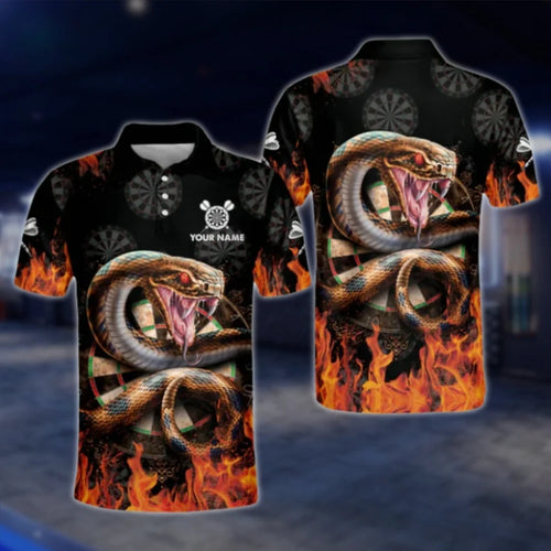 Custom Snake Fire Mens Dart Polo Shirt, Custom Snake Dart Team Shirts DAT0446