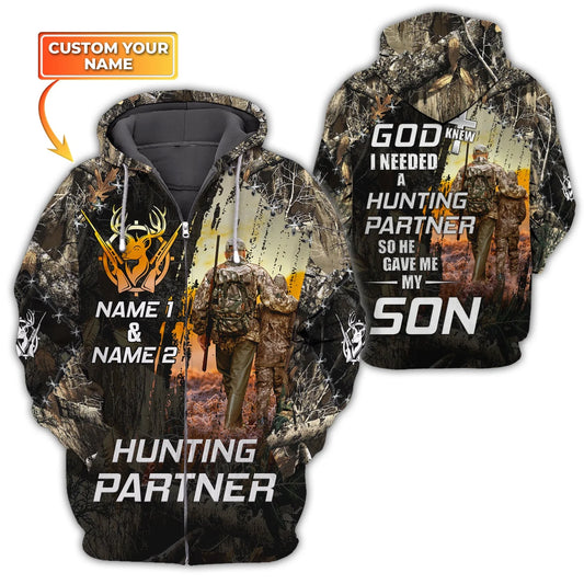 279 - co98 - Father And Son - Hunting - Personalized Name 3D Zipper hoodie HNT0070