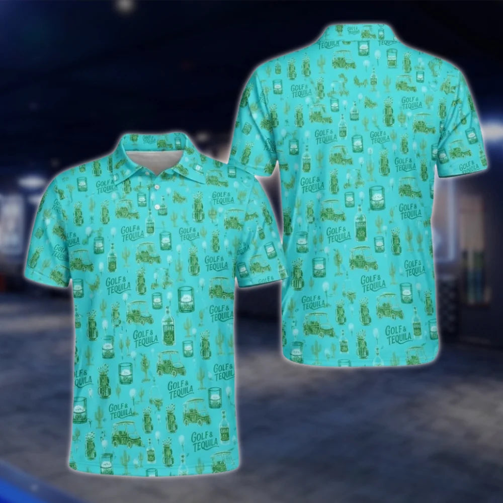 Golf And Tequila Golf Polo Shirt For Men, Tequila Lover Golf Shirt GOF0020