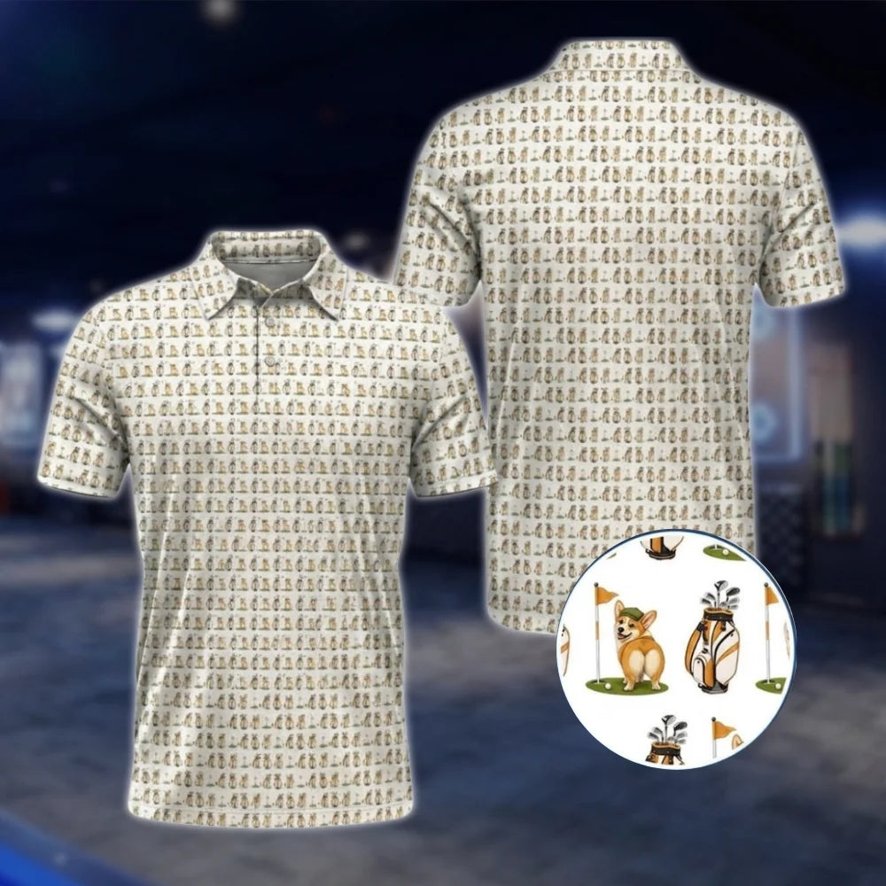 Corgi Dog Golf Polo Shirt For Men, Corgi Dog Golf Shirts GOF0026