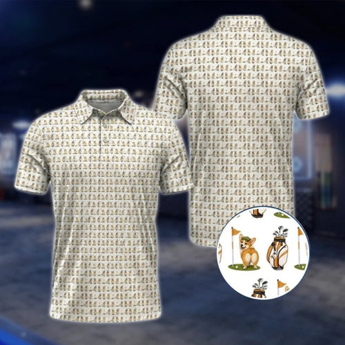 Corgi Dog Golf Polo Shirt For Men, Corgi Dog Golf Shirts GOF0026