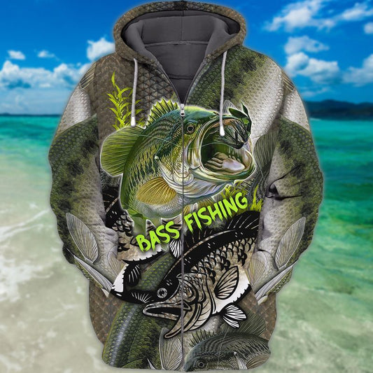 Bass Fishing 3D Full Print Shirts, Unique Design for Anglers, Perfect Gift for Bass Fishing Enthusiasts! FISH0008
