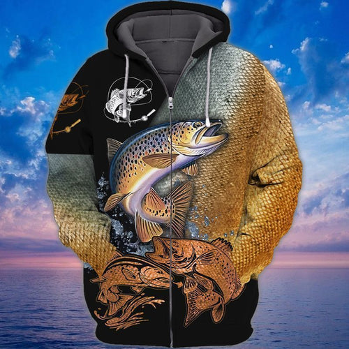 Trout Fishing 3D Full Print Shirts, Unique Design for Anglers, Perfect Gift for Trout Fishing Enthusiasts! FISH0003
