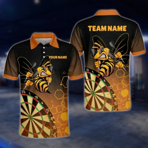 Custom Bee Orange Dart Polo Shirt For Men, Custom Bee Dart Team Shirts DAT0258