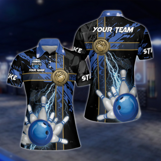 Custom Womens Thunder Bowling Polo Shirt For Mens, Custom Team Bowling Shirts For Ladies BW0132 BOW0328
