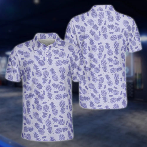 Mens Pineapple Purple Golf Polo Shirt, Pineapple Golf Shirts GOF0166