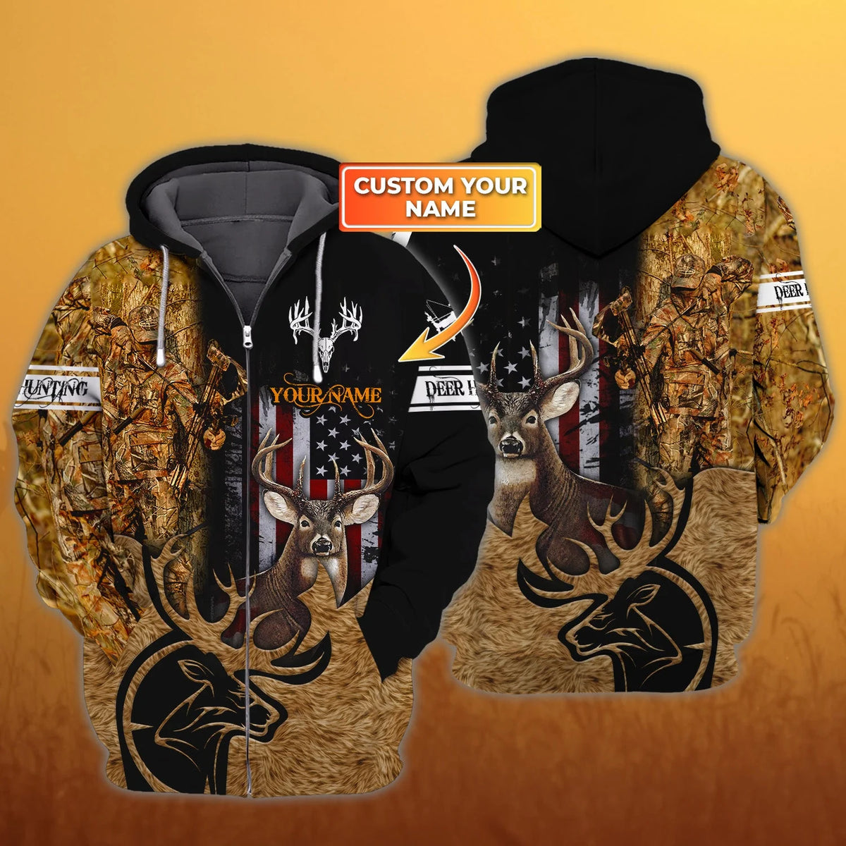 Deer Hunting - Personalized Name 3D Zipper hoodie - Urt96 178 HNT0071