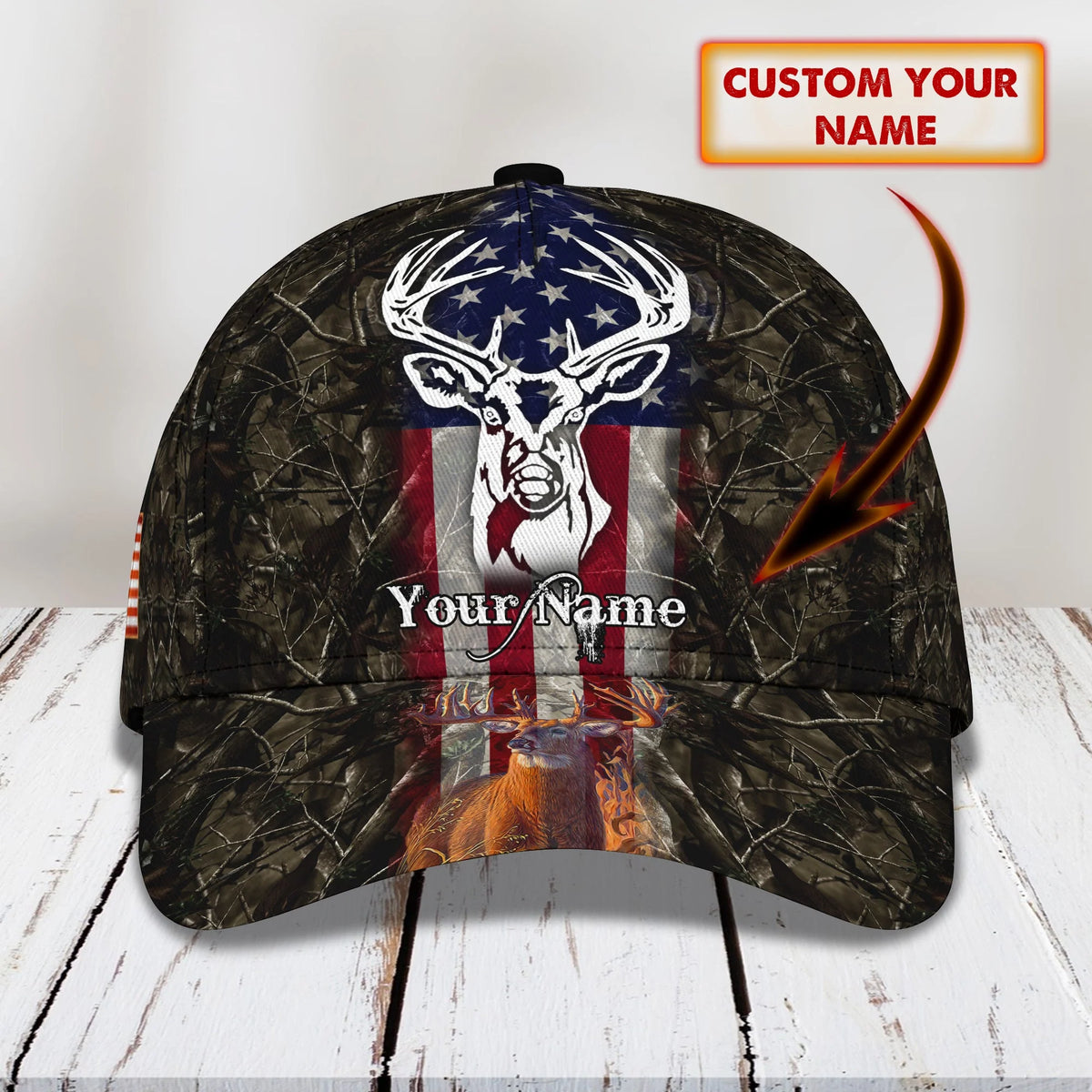 American - Deer Hunting 2- Personalized Name Cap - Loop- T2k-164 HNT0201