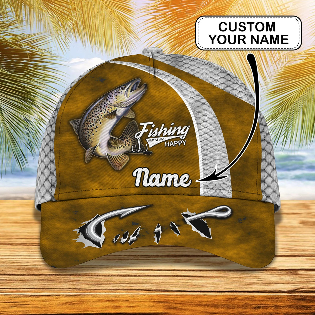 Trout Fishing 11 - Personalize Name Cap  - Loop - Ntp-168 FISH0158
