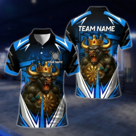 King Bull Custom Mens Darts Polo Shirt, Custom Bull Team Dart Shirts DAT0418