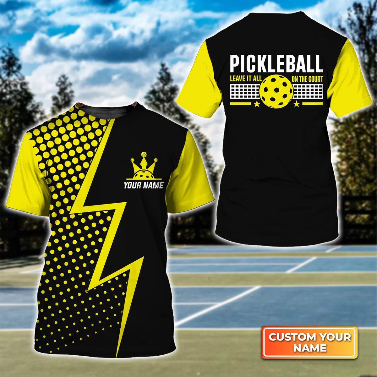 Pickleball Leave It All On The Court Personalized Name 3D Tshirt QB95 Gift For Pickleball Player PKL0123