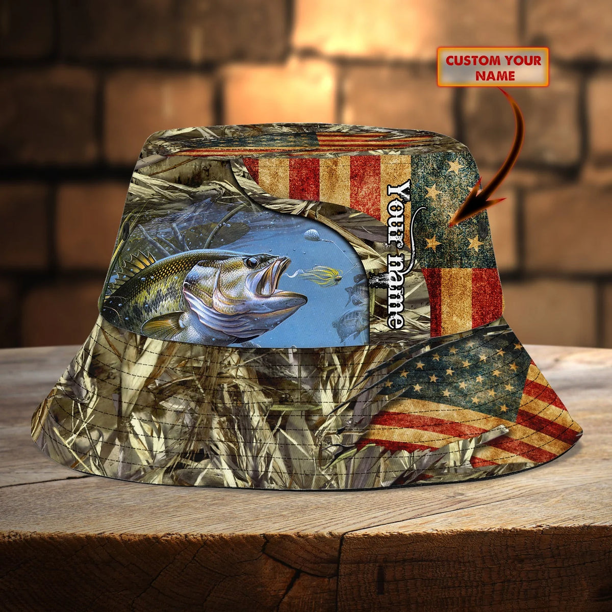 Custom Bucket Hat - Bass Fishing - 6 FISH0114