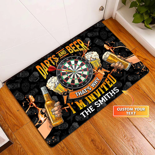 Darts And Beer That's Why I'm Invited Personalized Doormat Gift For Darts Player ORN0128