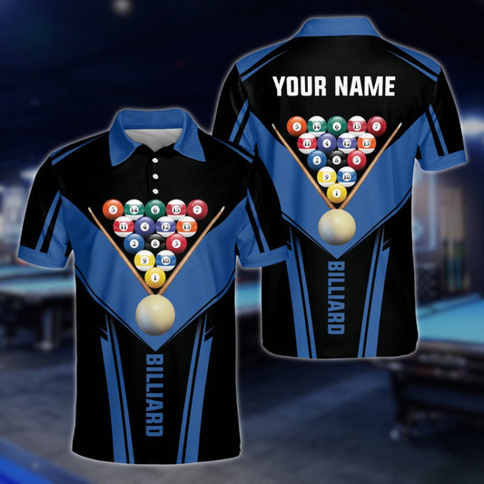 Custom Black And Blue Billiard Team Shirt For Mens, Custom Pool Billiard Shirts BLD0267