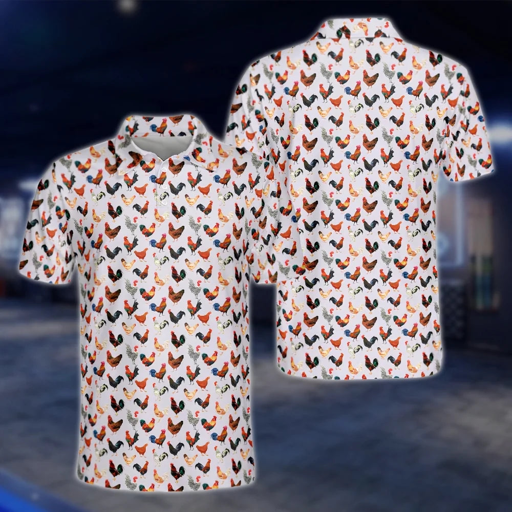 Men's Rooster Golf Polo Shirt, Rooster Golf Shirt For Chicken Lover GOF0146