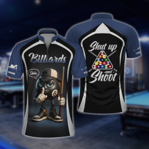 Shut Up And Shoot Custom 8 Ball Billiard Men's Jersey Shirts, Custom Funny Billiard Team Shirts BLD0066
