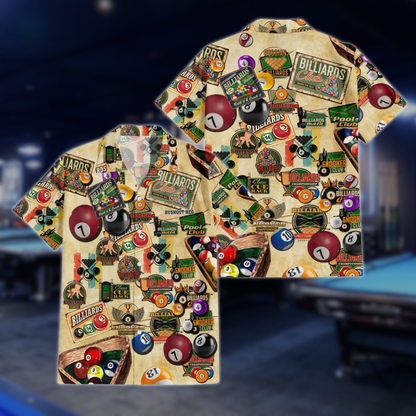 Retro Aloha Billiard Hawaiian Shirts For Mens, Vintage Billiard Shirts BLD0122