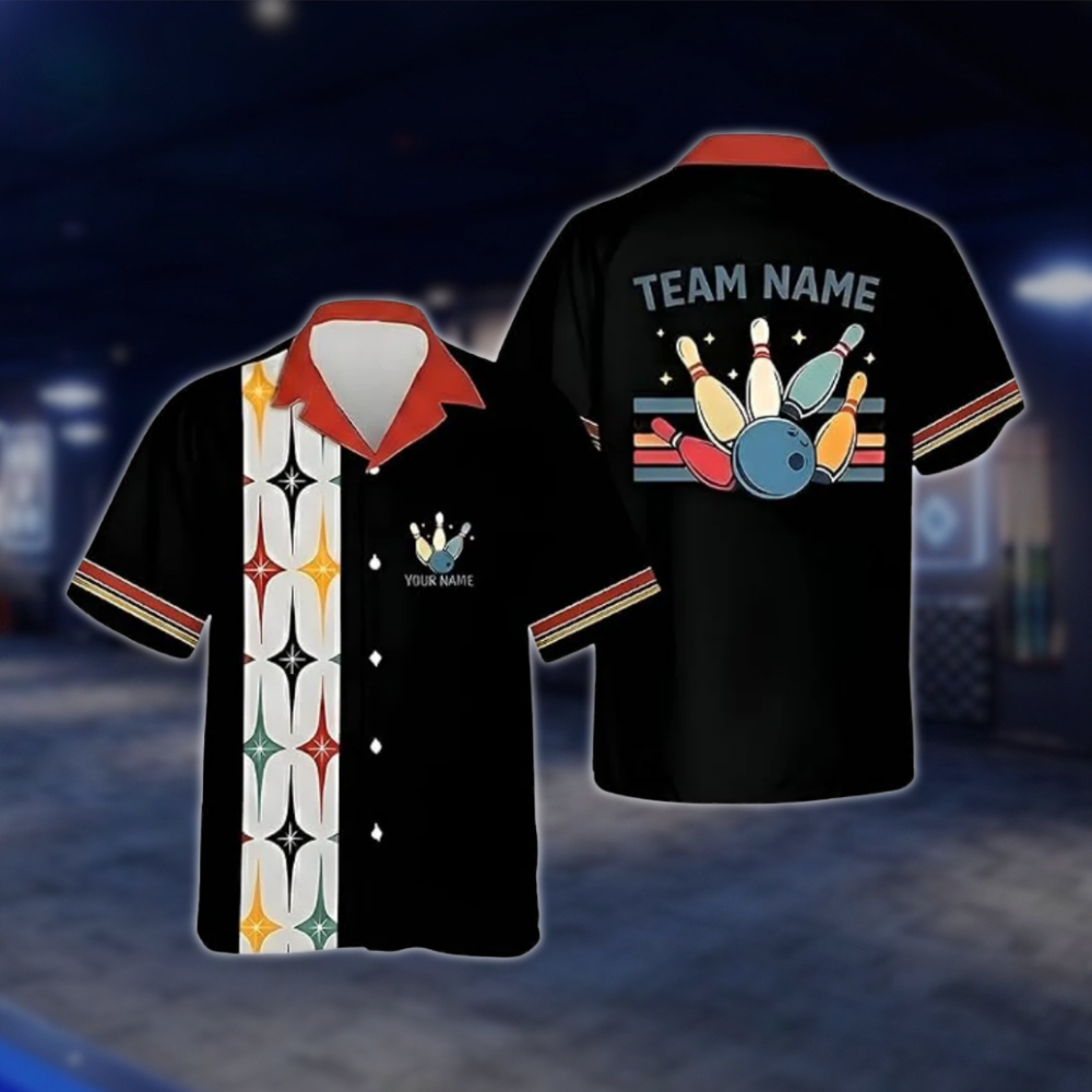 Starburst Retro Custom Bowling Hawaiian Shirt For Men, Custom Team Retro Bowling Shirt BZ0790 BOW0117