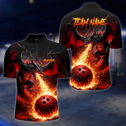 Personalized Fire Dragon Bowling Mens Jersey, Custom Dragon Bowling Team Shirt BZ0908 BOW0028