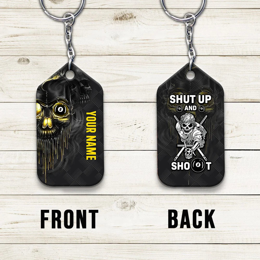 Pool Shut Up And Shoot Personalized Name 3D Keychain Gift For Billiard Players ORN0203