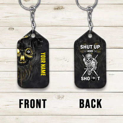 Pool Shut Up And Shoot Personalized Name 3D Keychain Gift For Billiard Players ORN0203