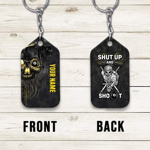 Pool Shut Up And Shoot Personalized Name 3D Keychain Gift For Billiard Players ORN0203