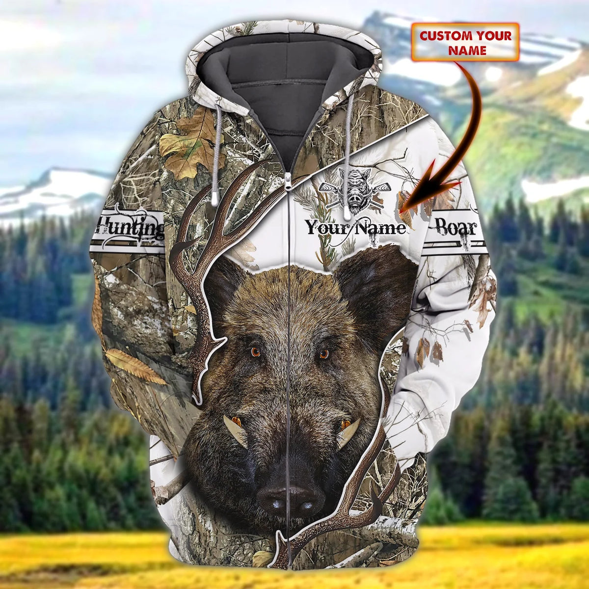 Boar Hunting - Personalized Name 3D Zipper hoodie - QB95 HNT0057