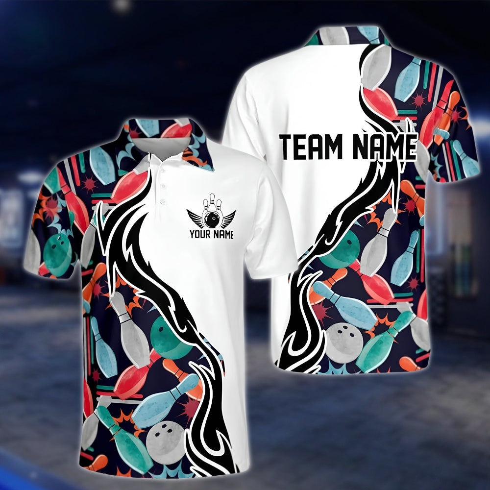 Custom Team Multicolor Bowling Polo Shirt For Mens, Custom Bowling Shirts BM0288 BOW0263