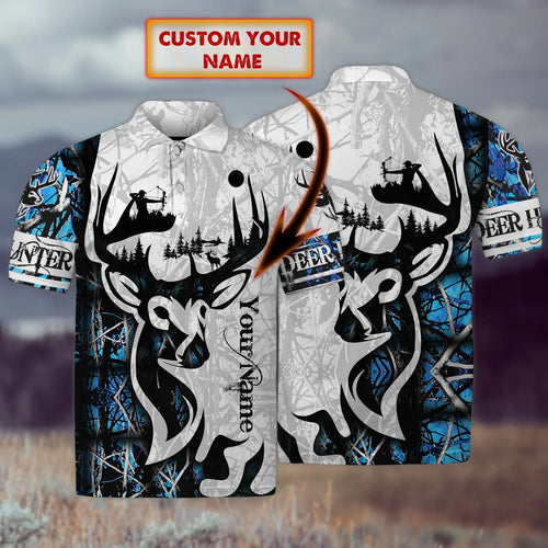 Deer Hunter - Personalized Name 3D Polo Shirt - Loop-Lnp-02 HNT0205