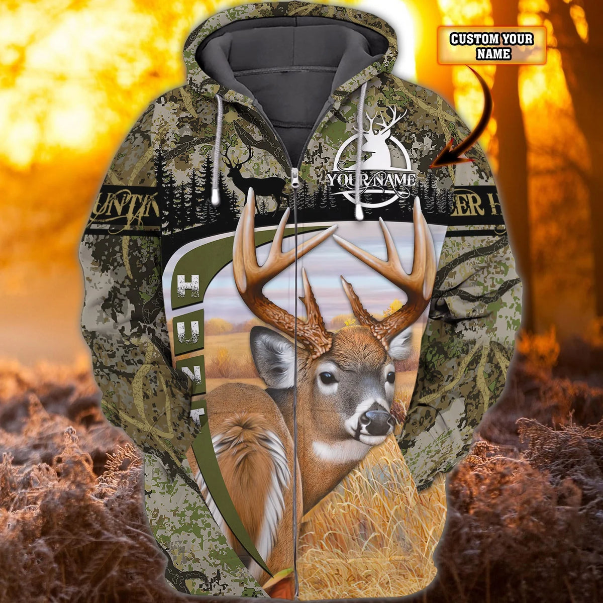 Hunting - Personalized Name 3D Zipper hoodie -TT99-697 HNT0033