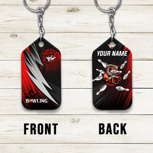 Strike Bloody Snake Bowling Ball On Fire Personalized Name 3D Keychain ORN0169