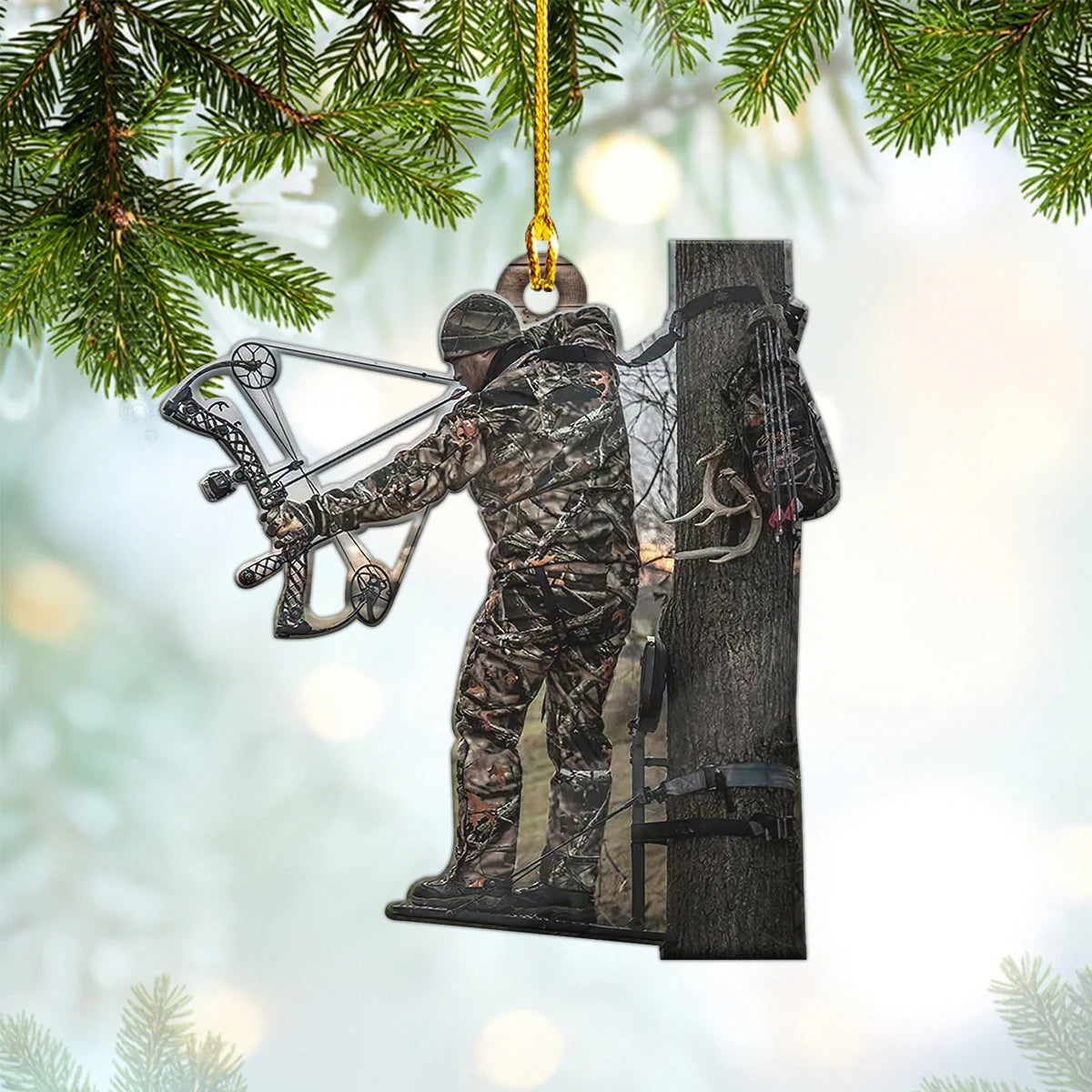 Bow Hunting Christmas Gift Shaped Ornament Tad ORN0032