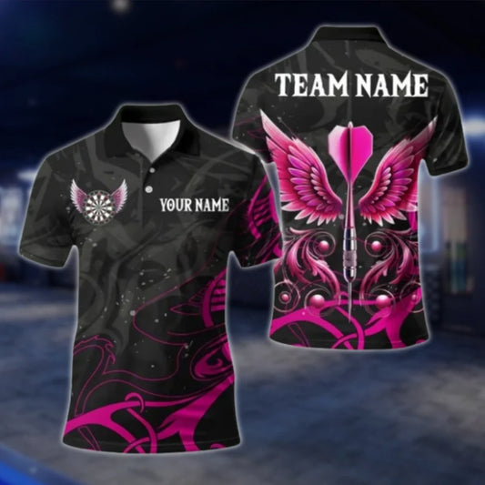 Custom Mens Pink Swing Darts Polo Shirt, Custom Dart Team Shirts DAT0344
