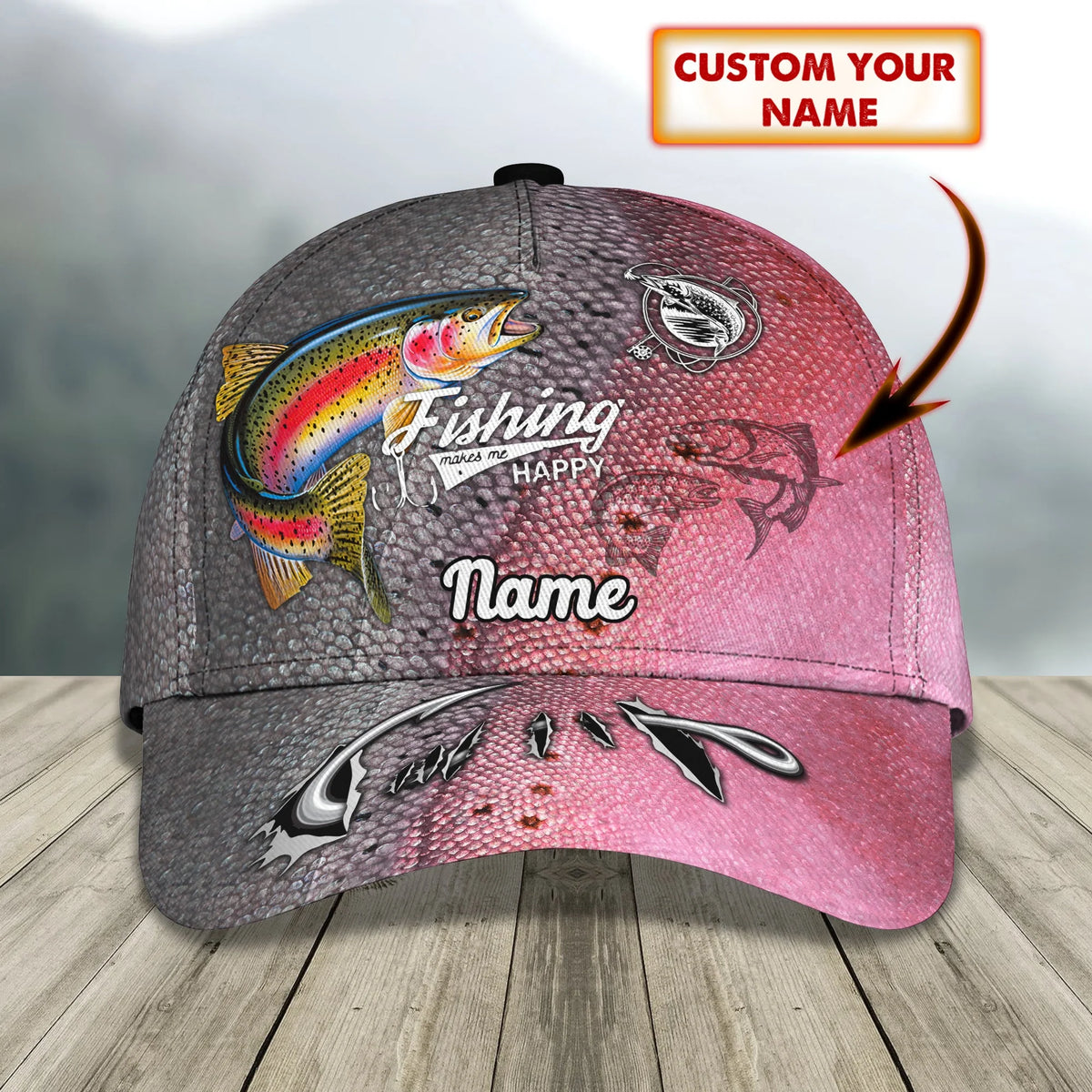 Trout Fishing 08 - Personalize Name Cap  - Loop - Ntp-165 FISH0167