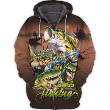 Bass Fishing Shirt Fish 3D Printed Fishing Hoodie Tshirt FISH0108