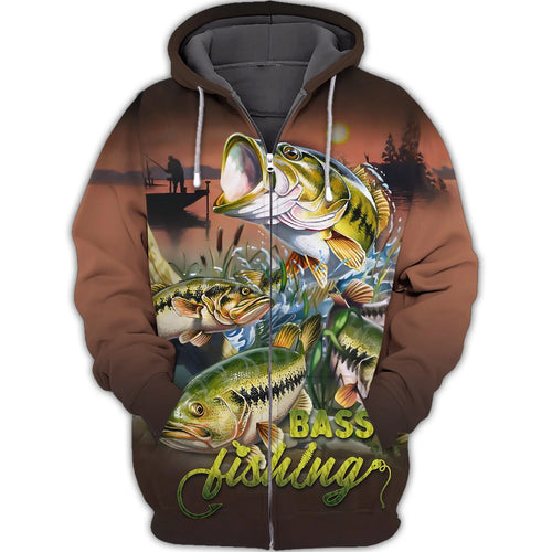 Bass Fishing Shirt Fish 3D Printed Fishing Hoodie Tshirt FISH0108