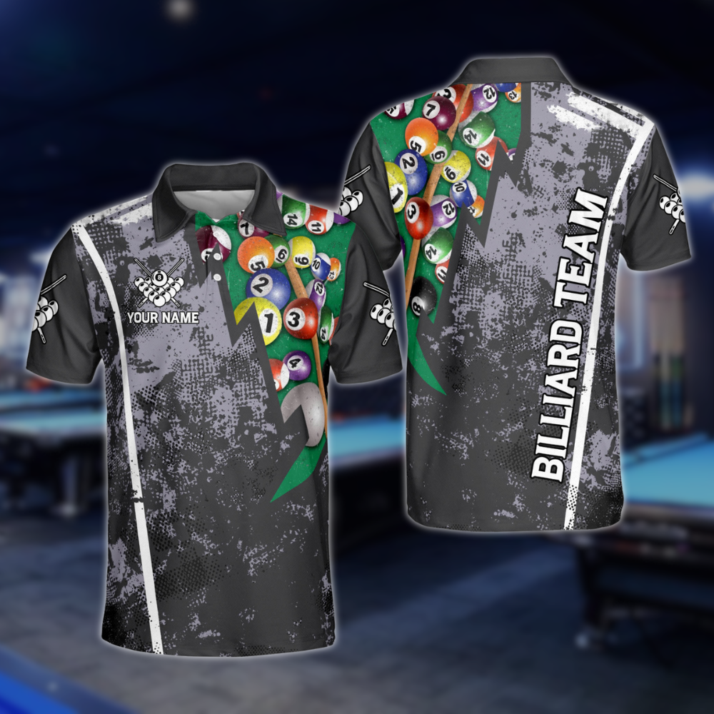 Custom Grunge Billiard Team Polo Shirts For Mens, Custom Pool Billiard Shirts BLD0116