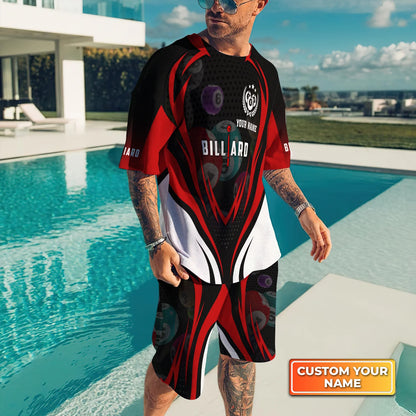 Unisex Funny Pool Balls Billiards Custom Name 3D Short Sleeve T-Shirt Men's Board Shorts ORN0295