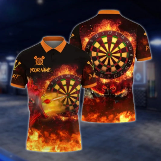 Custom Fire Dart Mens Polo Shirt, Custom Flame Darts Team Shirts DAT0295