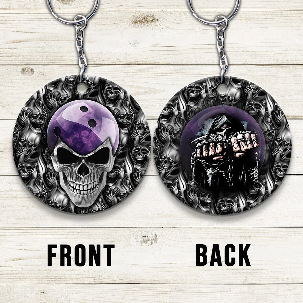 Purple Skull Bowling Ball Keychain ORN0161