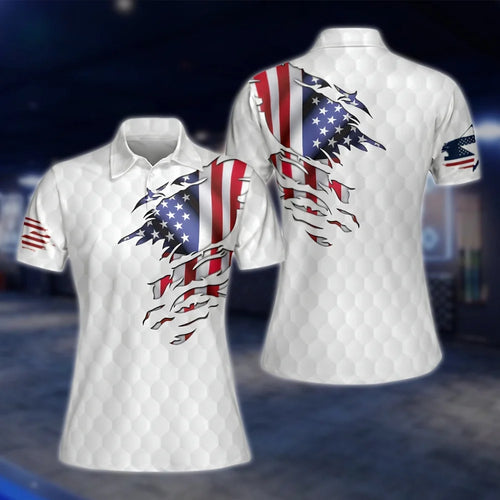 American Flag Golf Polo Shirts For Women, Ladies Patriotic Golf Shirts GOF0272