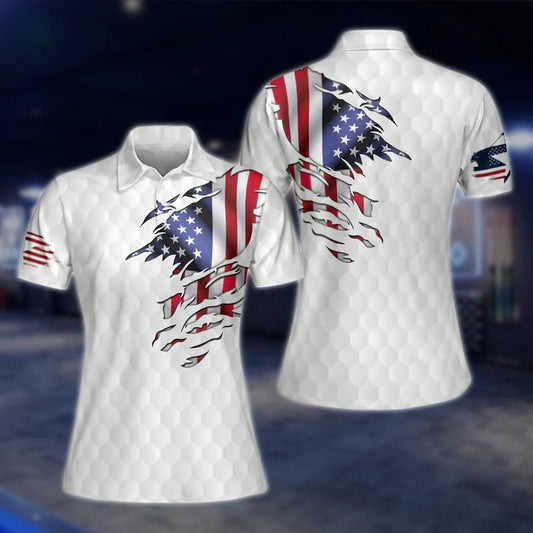 American Flag Golf Polo Shirts For Women, Ladies Patriotic Golf Shirts GOF0272