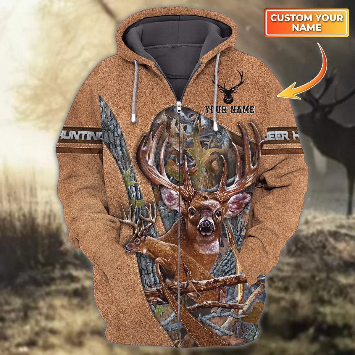 Deer Hunting - Personalized Name 3D Zipper Hoodie 16 - HN95 HNT0083